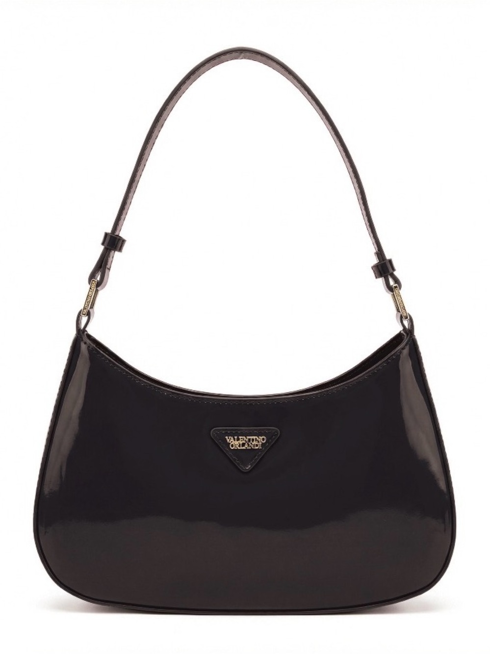 Valentino Orlandi “Nova” Gorgeous Glossy Shoulder Bag w/Gold-tone Logo Hardware
